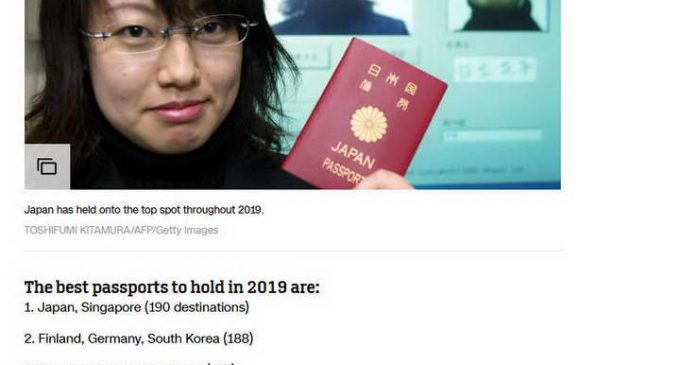Sức mạnh passport Việt Nam 10-2019