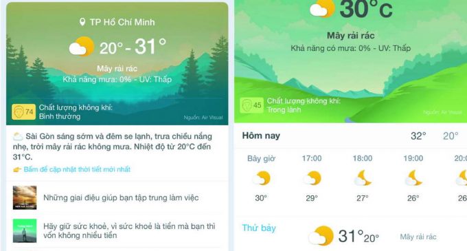 Theo dõi chất lượng không khí và chỉ số UV ngay trên Zalo