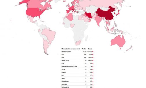 Bản đồ cập nhật tình hình dịch bệnh COVID-19 trên thế giới từ hãng tin Bloomberg