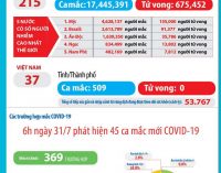 Sáng 31-7, Việt Nam công bố thêm 45 ca COVID-19 ở Đà Nẵng