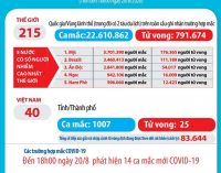 Thêm 14 ca nhiễm SARS-CoV-2, chiều 20-8-2020, Việt Nam vào nhóm nước có hơn 1.000 bệnh nhân COVID-19
