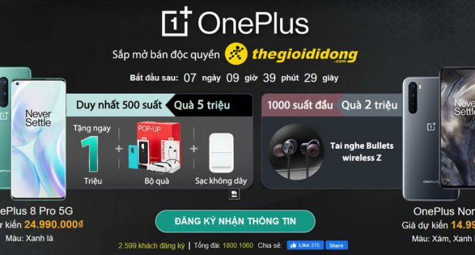 Giá dự kiến của bộ đôi smartphone OnePlus 8 Pro 5G và OnePlus Nord 5G ở Việt Nam