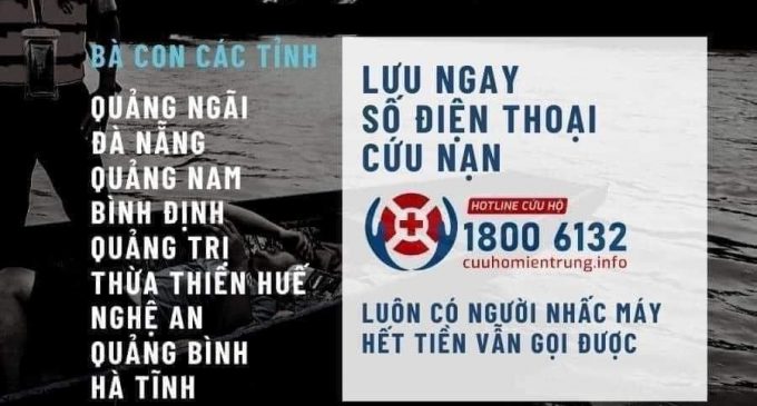 Số hotline cứu nạn trong bão số 9 Molave