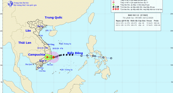 Tin bão khẩn cấp: bão số 12 (Etau) 2020