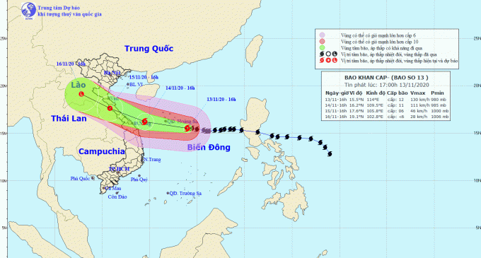 Tin bão khẩn cấp: bão số 13 (Vamco)