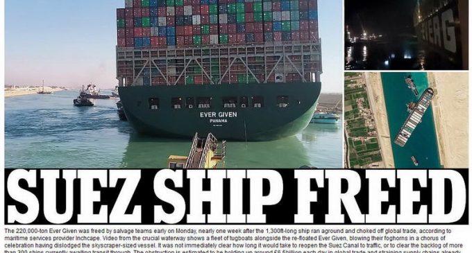 Tàu container 220.000 tấn được giải thoát và Kênh đào Suez được giải cứu