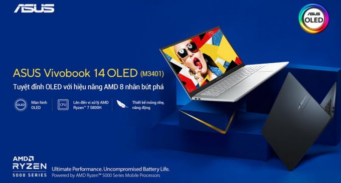 Laptop ASUS Vivobook 14 OLED (M3401) với chip AMD 8 nhân Ryzen 7 5800H