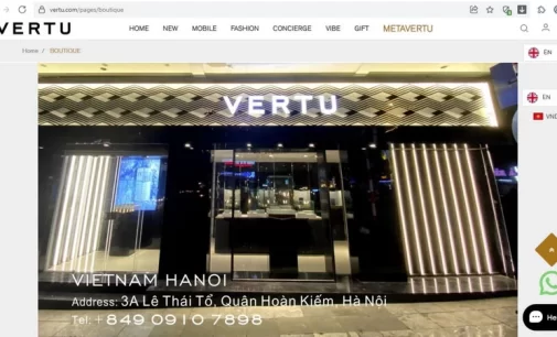 Việt Nam có 2 trong 10 cửa hàng chính hãng Vertu trên thế giới được lên website Vertu
