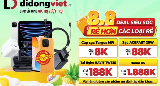 Săn deal công nghệ và học bổng dịp 8.8 tại Di Động Việt