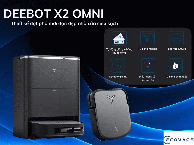 ECOVACS ra mắt DEEBOT X2 OMNI robot hút bụi lau nhà AI với thiết kế