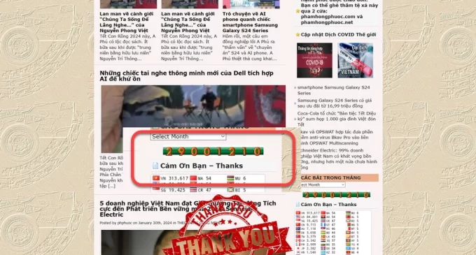 29 triệu lời cảm ơn xin gửi đến bạn đọc bằng hữu ghé thăm tệ xá phamhongphuoc