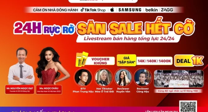 Di Động Việt tổ chức livestream bán hàng suốt 24 giờ cùng Hoa hậu Ngọc Châu với nhiều deal giá rẻ