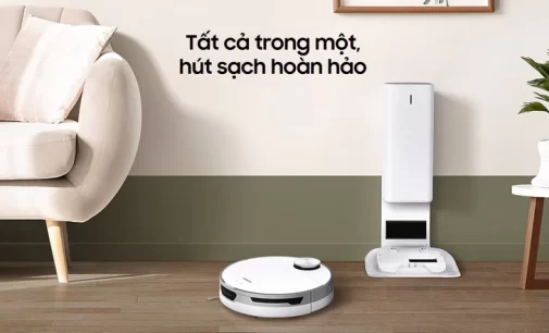 Robot hút lau giặt sấy Samsung Bespoke Jet Bot tích hợp công nghệ AI diệt khuẩn tối ưu