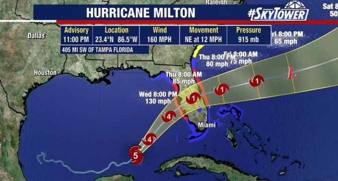 Siêu bão Hurricane Milton đe dọa tàn phá bang Florida