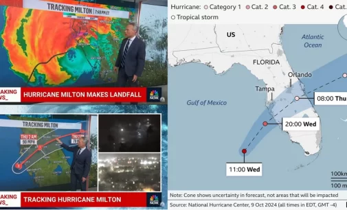 Bão Hurricane Milton đổ bộ vào bang Florida với sức gió mạnh Cấp 3