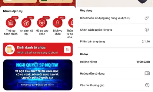 Những tiện ích mới trên ứng dụng VNeID phiên bản 2.1.16