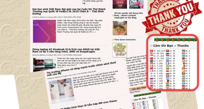 34 triệu lời cảm ơn xin gửi đến bạn đọc bằng hữu của tệ xá phamhongphuoc