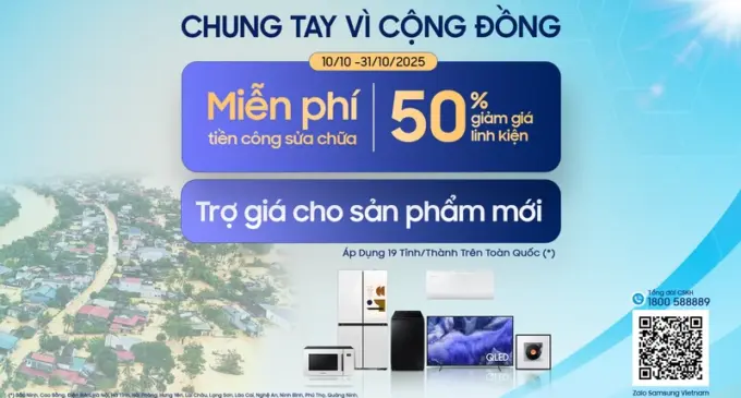 Samsung Việt Nam hỗ trợ khách hàng 19 tỉnh thành bị bão lũ sửa chữa thiết bị hư hỏng vì thiên tai