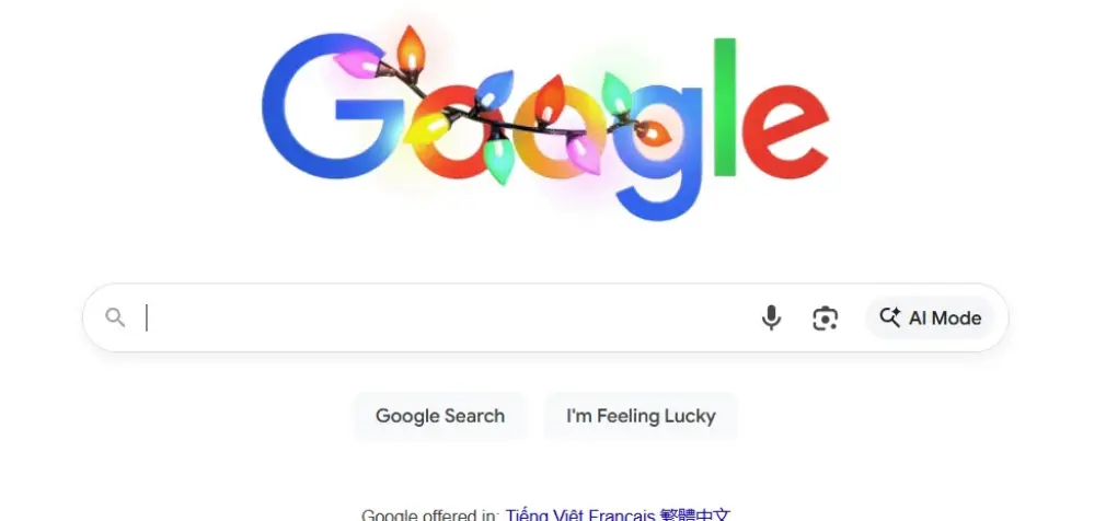 Google Search thay logo bằng Doodle mùa Giáng sinh 2025