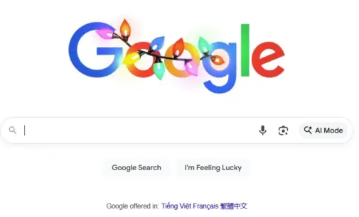 Google Search thay logo bằng Doodle mùa Giáng sinh 2025