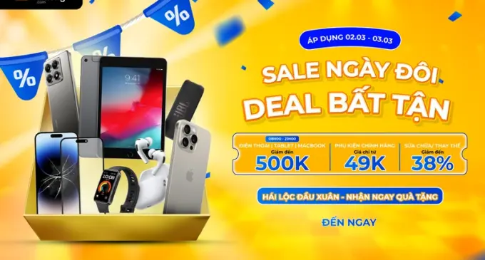 Hệ thống bán lẻ Viện Di Động sale ngày đôi 3.3