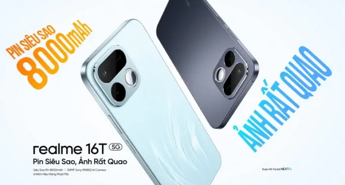 realme ra mắt tại Việt Nam smartphone realme 16T 5G với pin 8.000mAh và các công cụ chụp ảnh AI