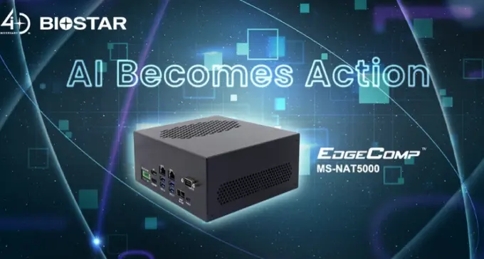 BIOSTAR giới thiệu EdgeComp MS-NAT5000, hệ thống điện toán AI biên mạnh mẽ nhỏ gọn
